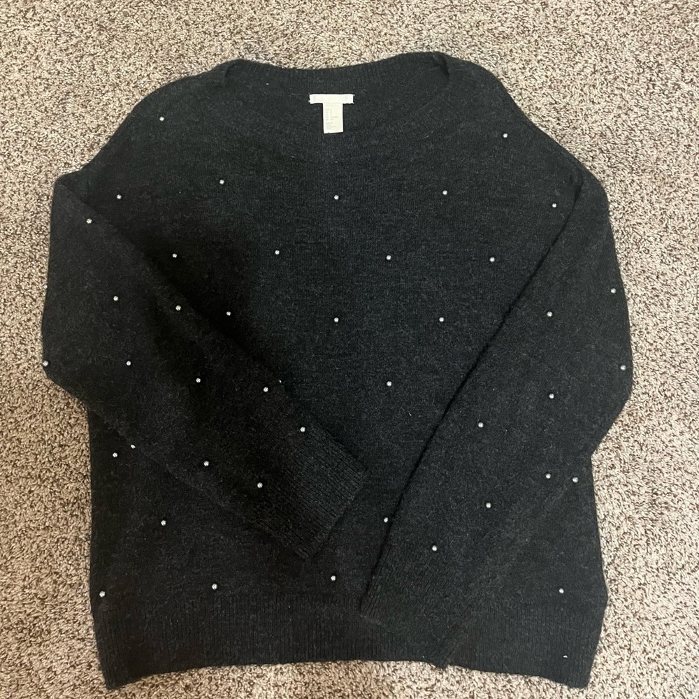 H&M Black Beaded Sweater